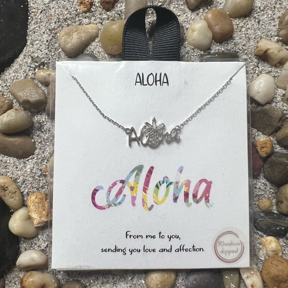 Aloha Silver Necklace NWT rhodium dipped
